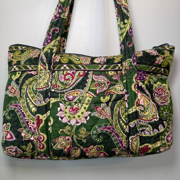 Vera Bradley Chelsea Green Paisley Print Zip Shoulder Bag Purse - Picture 10 of 10